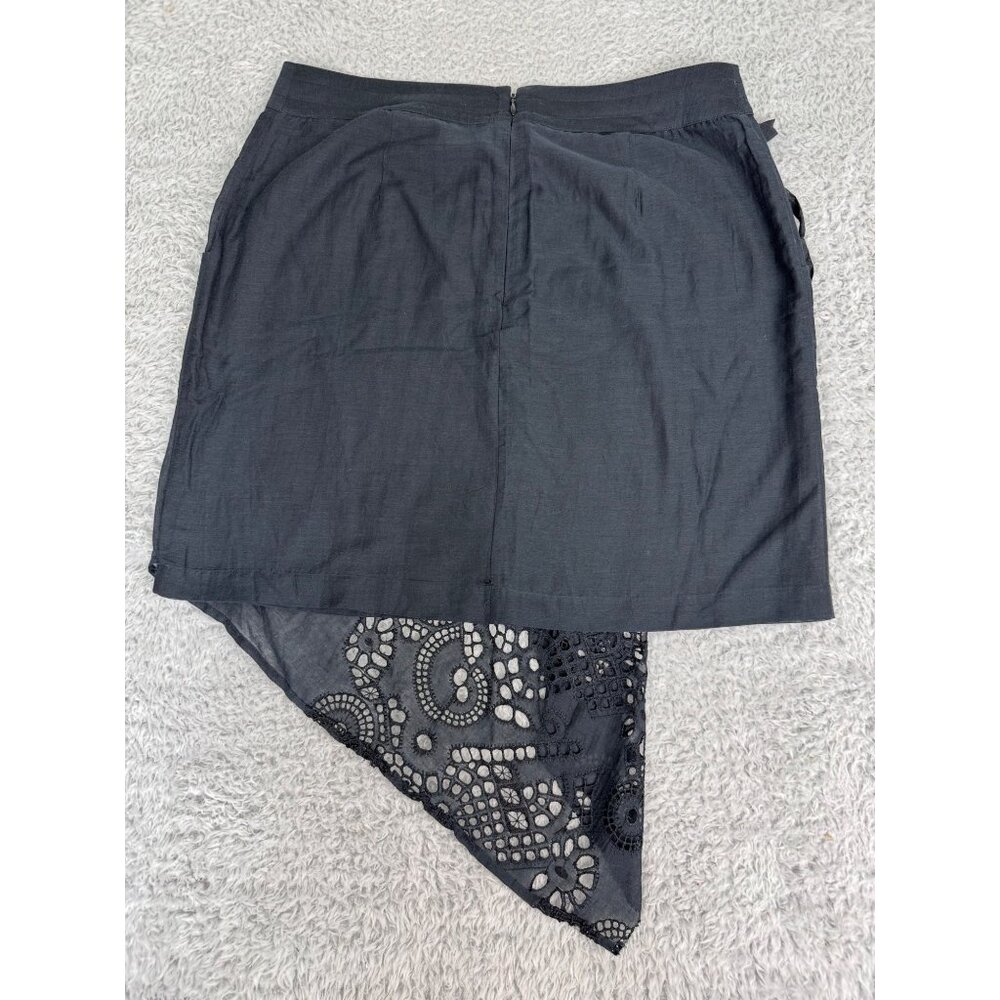 Asymmetrical Black Skirt With Eyelet Lace By Leifnotes Anthropologie Size 8 - Picture 4 of 15
